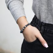 Black and White Snowflake Women Name Bracelet [Sterling Silver]