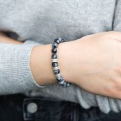 Black and White Snowflake Women Name Bracelet [Sterling Silver]