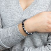 Black and White Snowflake Women Name Bracelet [Sterling Silver]