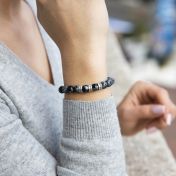 Black and White Snowflake Women Name Bracelet [Sterling Silver]