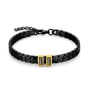 Bracelet Chaîne à Maillons Cubains Foncés avec Prénom - Plaqué Or 18ct