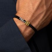 Bracelet Chaîne à Maillons Cubains Foncés avec Prénom - Plaqué Or 18ct