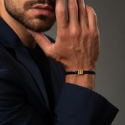 Bracelet Chaîne à Maillons Cubains Foncés avec Prénom - Plaqué Or 18ct