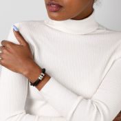 Armband aus echtem Schwarzleder mit Gravur für Damen