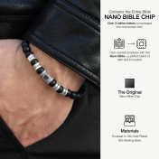 Black Onyx Men Name Bracelet With Nano Bible [Sterling Silver]