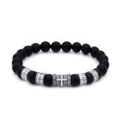 Bracelet Croix en Onyx Noir avec Prénoms pour Femme [Argent 925]