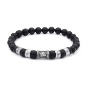 Wolf Familien Damenarmband aus schwarzem Onyx mit Gravur