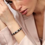 Black Onyx Women Name Bracelet With 0.10 ct Diamond [Sterling Silver]