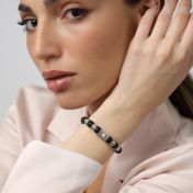 Black Onyx Women Name Bracelet With 0.10 ct Diamond [Sterling Silver]