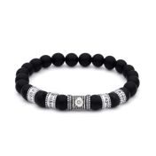 Black Onyx Women Name Bracelet With 0.30 ct Diamond [Sterling Silver]