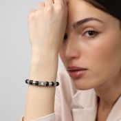 Black Onyx Women Name Bracelet With 0.30 ct Diamond [Sterling Silver]