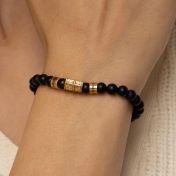 Cross Women Name Bracelet With Black Onyx Stones [10 Karat Gold]