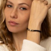 Cross Women Name Bracelet With Black Onyx Stones [10 Karat Gold]