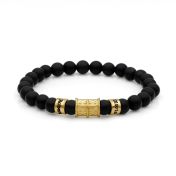 Cross Women Name Bracelet With Black Onyx Stones [10 Karat Gold]