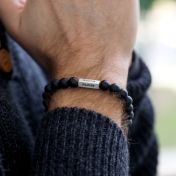 Black Onyx Bracelet For Men With 3D Bar