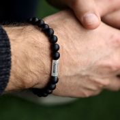 Black Onyx Bracelet For Men With 3D Bar