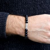 Black Onyx Bracelet For Men With 3D Bar