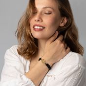 Black Onyx Map Bracelet [14 Karat Gold]