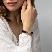 Armband aus schwarzem Onyx mit Kartenanhänger [Sterlingsilber]