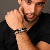 Cross Black Onyx and Picasso Jasper Bracelet Set