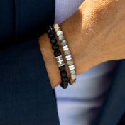 Cross Black Onyx and Picasso Jasper Bracelet Set