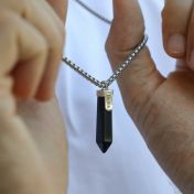 Collier Prénom Onyx Noir pour Homme - Argent 925