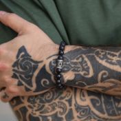Zwarte Onyx Boze Oog Mannen Armband 