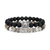 Family Tree Black Onyx and Picasso Jasper Bracelet Set