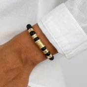 Black Onyx Infinity Women Name Bracelet [18K Gold Plated]