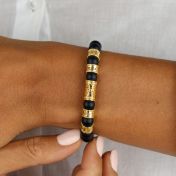 Black Onyx Infinity Women Name Bracelet [18K Gold Plated]