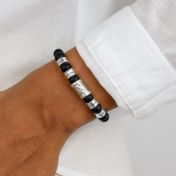 Black Onyx Infinity Women Name Bracelet [Silver]