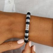 Black Onyx Infinity Women Name Bracelet [Silver]