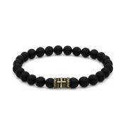 Black Onyx Cross Men Bracelet - Vintage Yellow