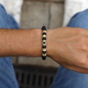 Black Onyx Men Name Bracelet with 1 ct Diamond [18K Gold Vermeil]