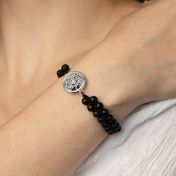 Silhouette Karte Armband aus Schwarzem Onyx [Sterlingsilber]
