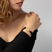 Black Onyx Engraved Map Bracelet [14 Karat Gold]