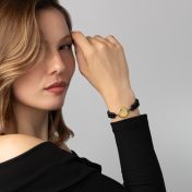 Black Onyx Engraved Map Bracelet [14 Karat Gold]