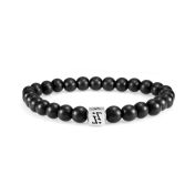 Handtekening Zwarte Onyx Mannen Armband - Sterling Zilver