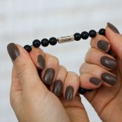 Black Onyx Bracelet For Women With 3D Bar [Sterling Silver]