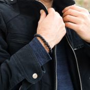 Men Onyx Bracelet with Black Crystal Pave