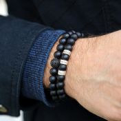 Men Onyx Bracelet with Black Crystal Pave