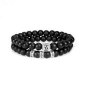 Handtekening Zwarte Onyx Mannen Armband - Sterling Zilver