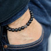 Men Onyx Bracelet with White Crystal Pave