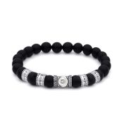 Black Onyx Women Name Bracelet with 1 ct Diamond [Sterling Silver]