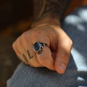 Black Orchid Onyx Men Ring - Sterling Silver