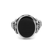 Black Orchid Onyx Men Ring - Sterling Silver