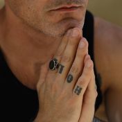 Black Orchid Onyx Men Ring - Sterling Silver