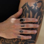 Black Orchid Onyx Men Ring - Sterling Silver