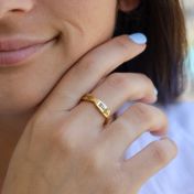 Anillo Flor con Nombre [Bañado en Oro de 18K]