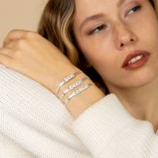 Bold Initials Herringbone Bracelet [Sterling Silver]